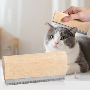 Üretici toptan profesyonel çift eylem decats aracı ahşap Pet damat fırça kediler ve köpekler için paslanmaz çelik malzeme - Product Image 2