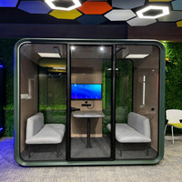 Cabine de réunion insonorisée pour 4 personnes, cabine de réunion de bureau, vidéoconférence, cabine acoustique en verre, éclairage LED, ventilation