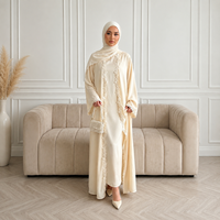 Nouvelle Arrivée Sharut OEM/ODM Dubaï Abaya Luxe Aïd Robe Islamique Musulmane Femme Modeste Été Dentelle Fleurie Bordure Ouverte Abaya 2026