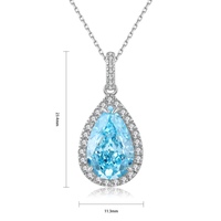 Lanphear 2024 corte de pera para mujer, joyería minimalista de Plata de Ley 925, collar con nombre personalizado, colgante de circonita cúbica azul elegante
