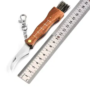 Индивидуальные оптовые продажи открытый складной карманный нож с деревянной ручкой грибной нож с щеткой охотничий нож