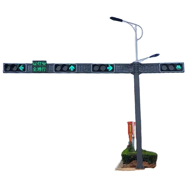 6M  8M 10M 12M 15M 5G Lora Controller Multi Functional Traffic Light Double Arm Lamp Smart Pole