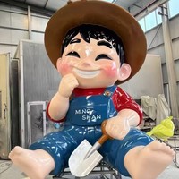 Escultura de Mascota de Dibujos Animados de Gran Tamaño Hecha a Medida, Estatua de Personaje de Marca Personalizada Impermeable de Fibra de Vidrio para Campañas en Plazas al Aire Libre