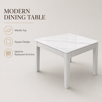 Table à manger carrée en marbre blanc pour la maison, restaurant, hôtel, café, appartement, cuisine, salon, meubles