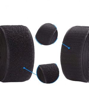 Bande auto-agrippante élastique en nylon écologique de 25 mm (1 pouce) découpée, durable, auto-adhésive en rouleau pour vêtements et sacs de rangement YUSEN - Product Image 1