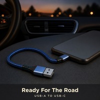 Kabel Pengisian Daya USB A ke Tipe C, Jalinan Nilon Biru, 3A Pengisian Cepat, Casing Aluminium, Kabel Data untuk Smartphone, Logo Dapat Disesuaikan