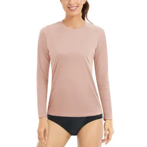 定制女式太阳衫UPF 50 + 防紫外线长袖皮疹护板快干轻质锻炼游泳上衣t恤