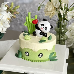 Panda Cake Toppers Cartoon Bamboo Animal Birthday Decoration Handmade Round Cake Decorating Supplies - Product Image 2