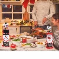 Décoration de Noël : Housse en tissu pour bouteille de vin, cadeau pour les porte-bouteilles, décorations de table pour la maison, Navidad