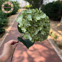 Neu Eingetroffen Großer Blütenkopf 22 cm Dunkelgrüne Hortensie Seiden-Kunstblumen Großhandel Dekorative Blumen & Pflanzen