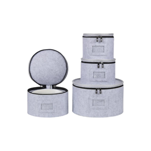 Cajas de Almacenamiento de Vajilla de Porcelana de Fieltro, Contenedores de Almacenamiento de Tela Plegables y Apilables, Bolsa de Almacenamiento de Platos Acolchada Tipo Maleta - Product Image 1