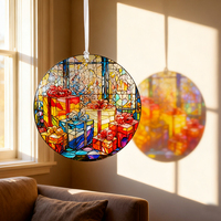 Boîte cadeau de Noël personnalisée Art Déco, attrape-soleil en verre 16 cm, décoration de fenêtre intérieure prête à accrocher