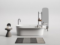 Baignoire autoportante ovale MA5011 en surface solide moderne de 1,9 m avec drain pour usage hôtelier et salle de bain intérieure