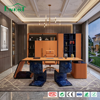 Ensemble bureau et armoire de direction sur mesure de style Art Déco haut de gamme, projet clé en main, approvisionnement unique, personnalisation complète de l'ensemble du bureau