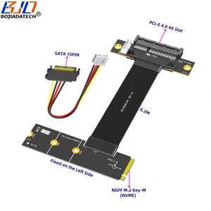 180องศา PCI-E 4.0ช่องเสียบ4X ไปยัง NGFF <span class=keywords><strong>M</strong></span>.2 NVMe Key-<span class=keywords><strong>M</strong></span> L-Type สายต่อการ์ดอะแดปเตอร์20ซม. พร้อมไฟ15PIN SATA - Product Image 1