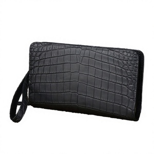 Men Skin Animal Pattern Cowhide Leather <b>Wallets</b> <b>Long</b> Zipper Waterproof Plain Genuine Leather <b>Wallet</b> - Product Image 2