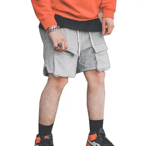 2024 New Design Fashion Custom Logo Streetwear Cotton Cargo Knee Length Mens Shorts High Street Cargo Shorts With 3D Pockets