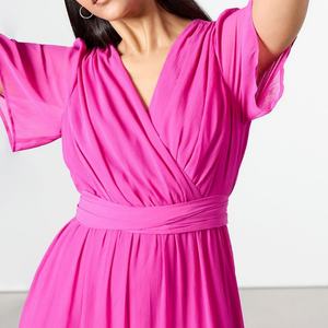 เดรสยาวทรงวีคอลึกสำหรับผู้หญิงแฟชั่นฤดูร้อนปี 2025 เรียบหรู สไตล์ลำลอง - Product Image 4