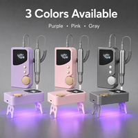 Kit de lime à ongles électrique portable sans fil 40 vitesses 12 000 tr/min avec lampe UV LED, contrôle de précision, lampe pliable et embouts en céramique