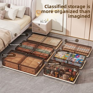 Caja de Almacenamiento Plegable Rectangular con <span class=keywords><strong>Ruedas</strong></span> para Debajo de la <span class=keywords><strong>Cama</strong></span>, de Plástico a Prueba de Polvo y Humedad, para Ropa y Edredones - Product Image 1