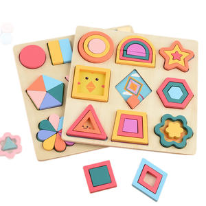 Montessori Frühförderung Holzpuzzle Geometrische Formen Erkennungs- und Zuordnungsspielzeug - Product Image 5