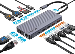 Forida tất cả trong 1 multiports Adapter, hỗ trợ OEM & ODM Type-C để <span class=keywords><strong>USB</strong></span>-A 3.2 <span class=keywords><strong>USB</strong></span>-C 3.2 RJ45 HDMI với sạc cho Type-C thiết bị - Product Image 3