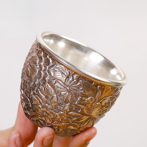 Tasse à thé en céramique ronde plaquée argent, gaufrée, style Kung Fu, rétro, tasse individuelle pour le thé de l'après-midi, origine Dehua - Product Image 2