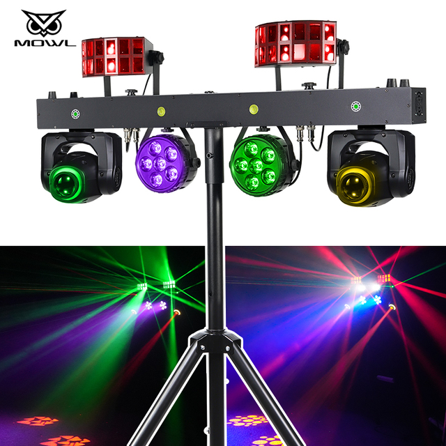DJ Party Disco Bar Stage 5in1 Lighting DMX512 LED Moving Head Strobe Par Beam Butterfly Laser Effect Light With Tripod Stand
