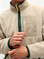 Veste polaire résistante au vent pour homme, pull en sherpa, sweat-shirt à fermeture éclair quart de tour, détails en nylon, logo personnalisé, haut de gamme pour les voyages en plein air