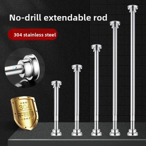 Tringle télescopique <span class=keywords><strong>extensible</strong></span> réglable pour vêtements, serviettes <span class=keywords><strong>de</strong></span> <span class=keywords><strong>douche</strong></span>, rideau à <span class=keywords><strong>ressort</strong></span> en acier inoxydable, tiges chargées - Product Image 2