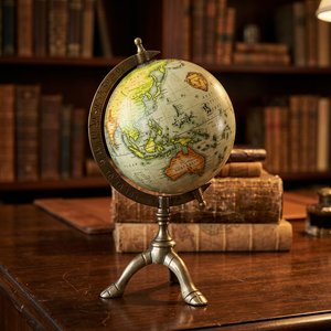 Globe terrestre vintage en laiton, finition antique, globe terrestre de table pour bureau, étude, cadeau - Product Image 2