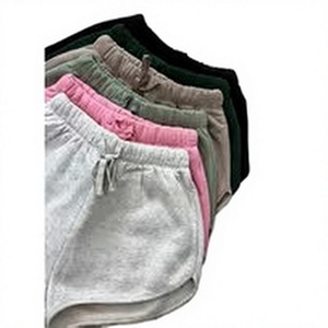 Shorts Casuales de Punto para Mujer con Bolsillos, Cintura con Cordón Ajustable, Corte Regular, Color Sólido, Tela de Algodón Transpirable - Product Image 1