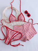 Ensemble de bikini sexy taille haute push-up pour femme, grande taille, personnalisé OEM/ODM, pour l'été et la plage - Maillot de bain gainant effet ventre plat