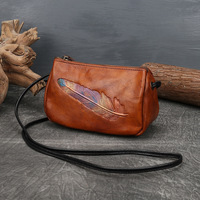 Sac à bandoulière vintage en cuir véritable pour femme, fermeture éclair, imperméable, OEM ODM