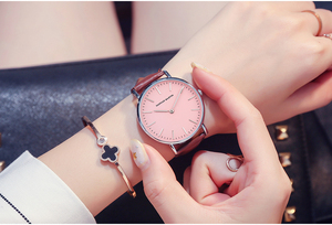 Reloj de Mujer Hannah Martin CF36 HM, Reloj de Cuarzo de la Marca HM, Esfera Rosa, Escala Casual, Relojes Sencillos de Color Puro, Correa de Cuero de Moda - Product Image 6