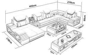 Set di mobili divano moderni mobili di lusso intelligente, divano sezionale set <span class=keywords><strong>l</strong></span> forma di cama salotto divano divano divano soggiorno - Product Image 6