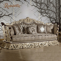 Ensemble de canapés de salon de luxe classique européen en bois massif et tissu jacquard brun foncé, ensemble complet de mobilier de palais haut de gamme doré