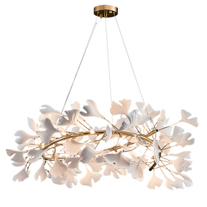 Candelabro LED de porcelana nórdica de pétalos modernos, iluminación de belleza, oficina de ventas, comedor, lámpara colgante, lámpara de techo - Product Image 6