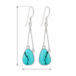 Orecchini Pendenti Lunghi Vintage Color Turchese con Motivi Decorativi per Donne - Product Image 5