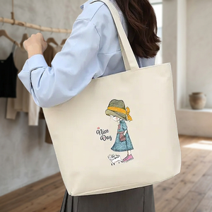 Cotton Canvas Womens Printed Messenger Tote Bag with Long Shoulder Straps Casual Shopping <b>Handbag</b> for Travel Daily Use - Product Image 3