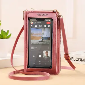नया फैशन पीयू लेदर पीवीसी स्क्रीन वाटरप्रूफ महिला सेल फोन बैग छोटा शोल्डर क्रॉसबॉडी ट्रैवल चेंज पर्स