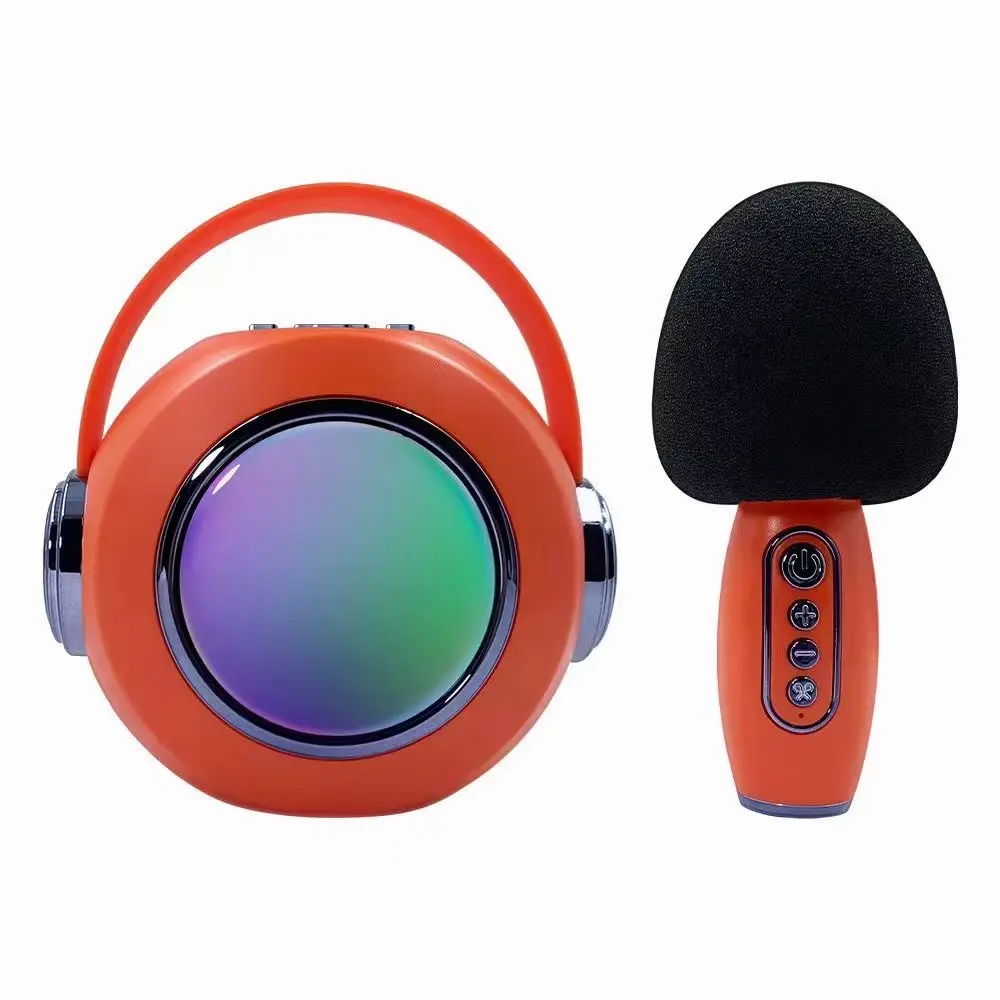 T6 portátil mini alto-falante crianças máquina de karaokê estojo carregador áudio vídeo azul dente alto-falantes sem fio lapela com microfone microfone