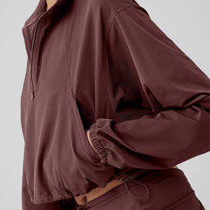 Aoyema Tennies Sports Wear Blank Benutzer definierte Half Zip Pullover Damen Trainings anzug Quick Dry Crop Top Wind breaker Shorts <span class=keywords><strong>2</strong></span>-teilige Sets - Product Image 5