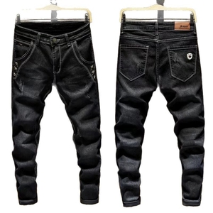 <span class=keywords><strong>Jeans</strong></span> Skinny Neri da Uomo Effetto Lavato e Strappato, Pantaloni in Denim Slim Fit per Streetwear e Abbigliamento Casual - Product Image 5