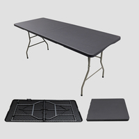 6ft Portable Mobilier D'extérieur Noir HDPE En Plastique Table Pliante 180 cm Facile À Nettoyer Léger Pliable Demi-Long Hôtels Entrée