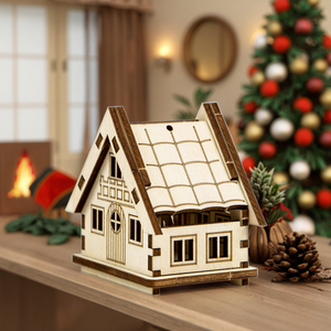 <span class=keywords><strong>Casetta</strong></span> di Natale in Legno Personalizzata, Tagliata al Laser, per Decorazioni da Appendere all'Albero - Product Image 4
