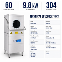 Lave-vaisselle électrique entièrement automatisé commercial d'acier inoxydable pour de petits restaurants et hôtels