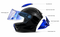 Casque de moto intégral Zoom-Lon Classic ECE Standard pour homme avec protections d'oreilles amovibles et lavables, visière, matériau ABS, tailles XS-XXL