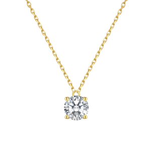 Collar con Colgante Redondo de Oro Sólido de 14k de Lujo, 0.5ct, Oro Amarillo Au585 para Niños, para Regalos, Fiestas, Aniversarios - Product Image 1