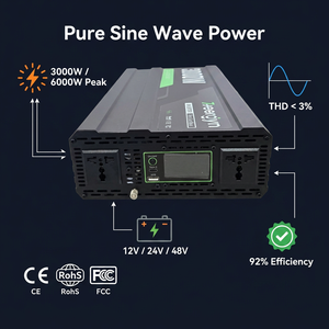 Inversor de Onda Sinusoidal Pura de 3000W, Pico de 6000W, con APP para Food Truck, Cafetera, Starlink, Vivienda en RV, DC 12V 24V - Product Image 1